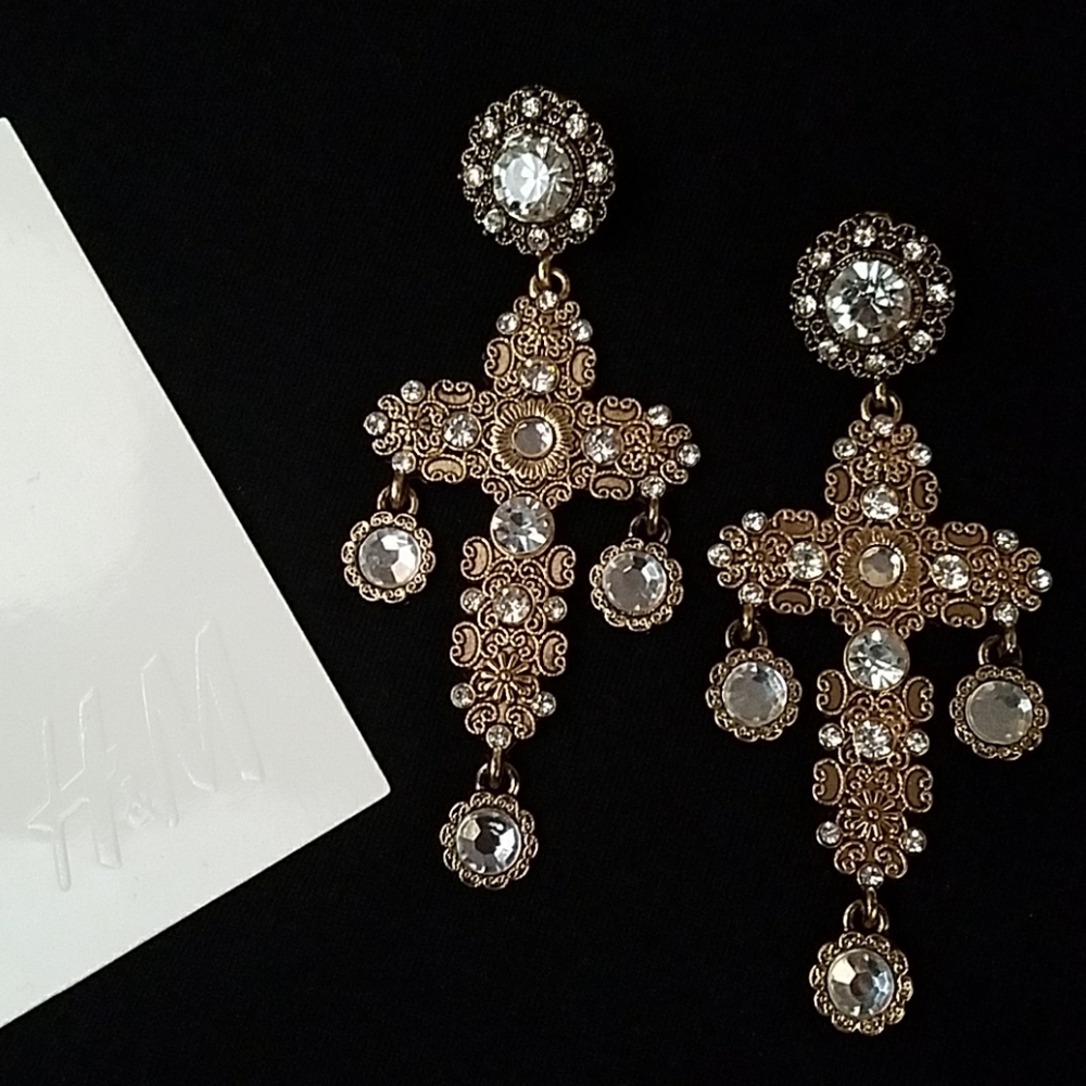 H&M Gold Cross Earrings